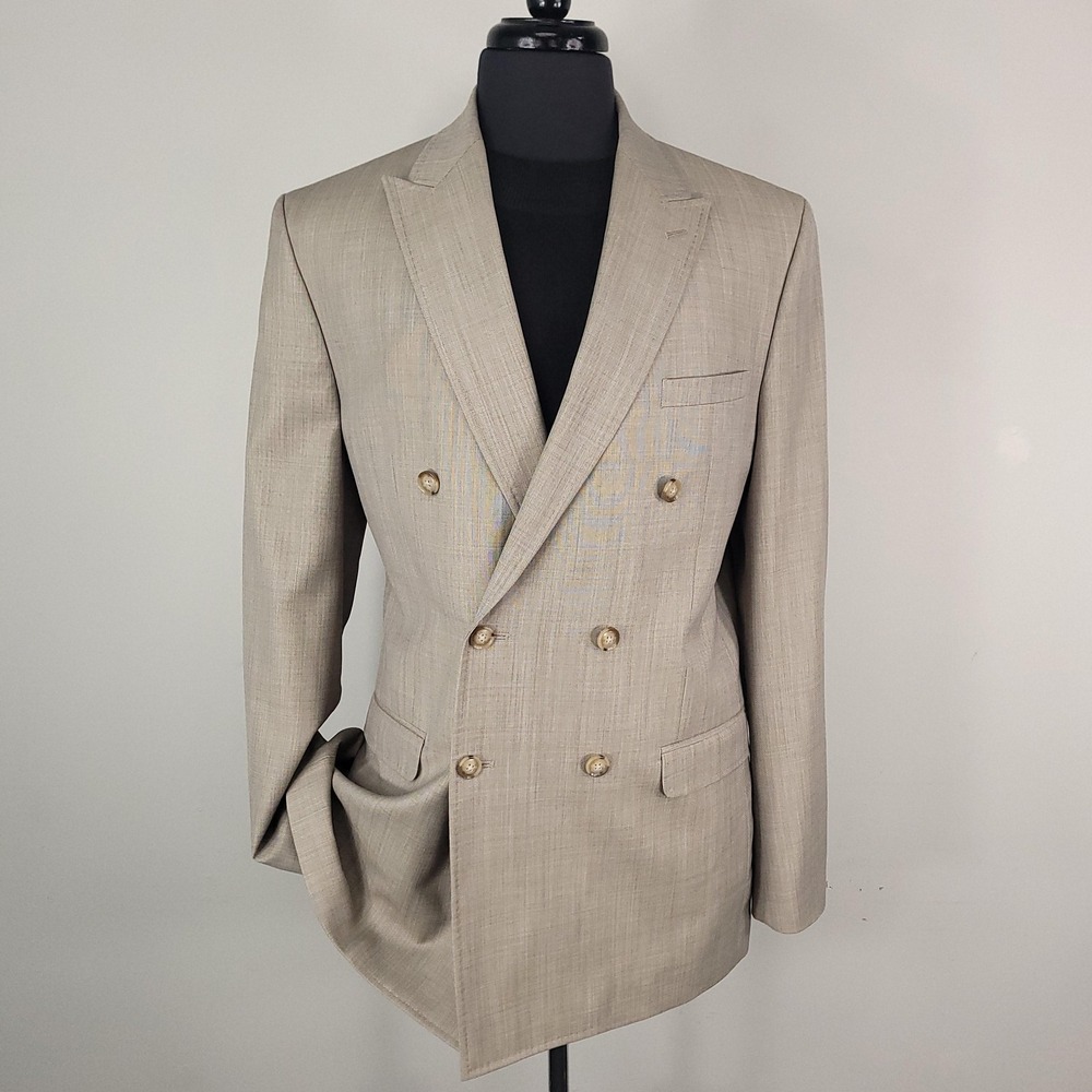 TALLIA Double-Breasted Beige Suit Blazer